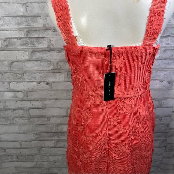 🆕 Romeo + Juliet Couture Coral Lace Dress Size L - Picture 5 of 17